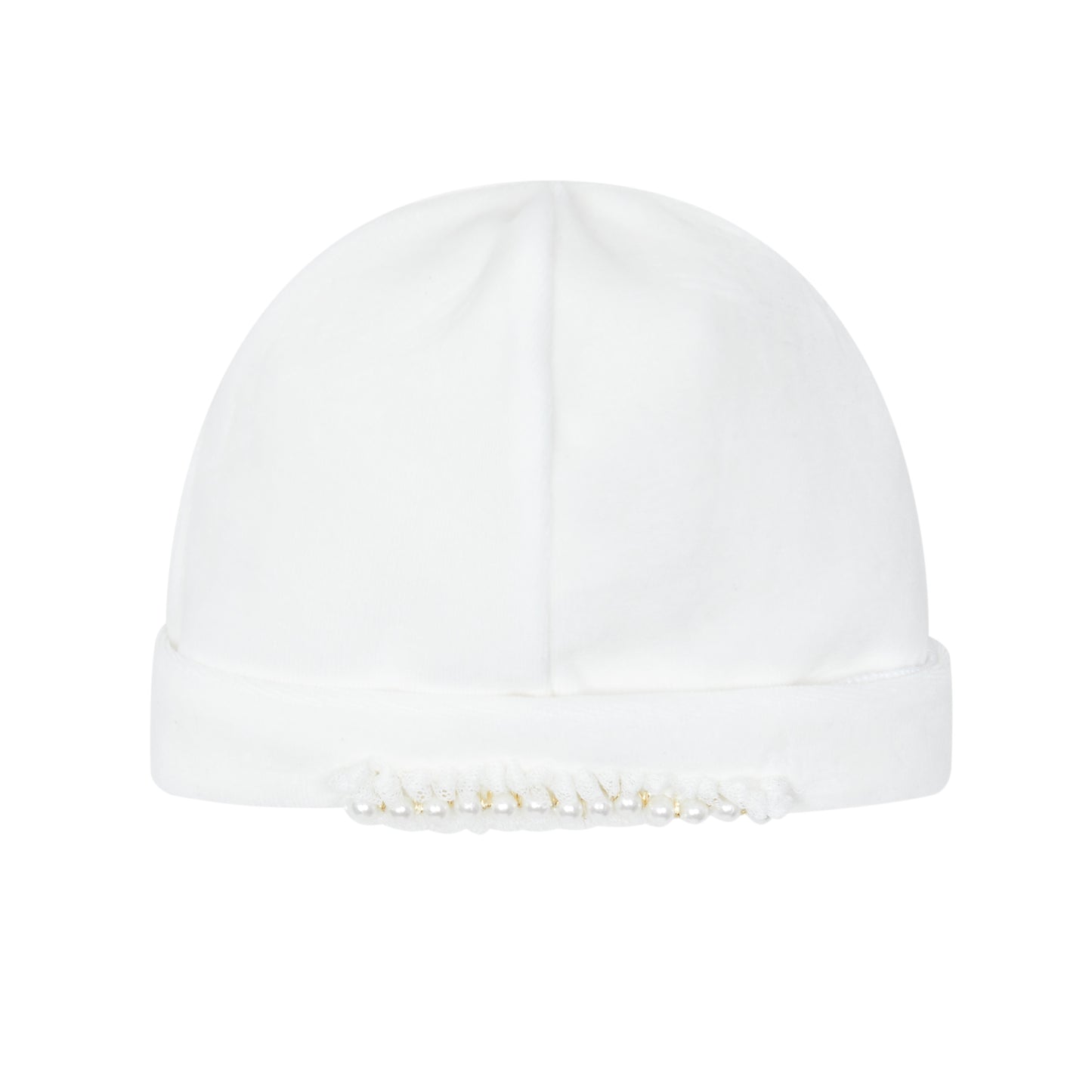 Deolinda baby girls soft ivory velour hat with pearl detailing 