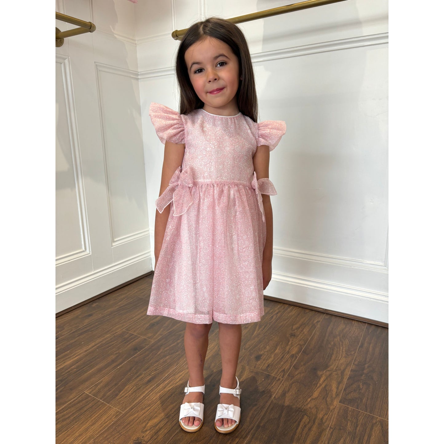 Girls paisley chiffon oink dress by kids designer brand Piccola Speranza - Adora Childrenswear