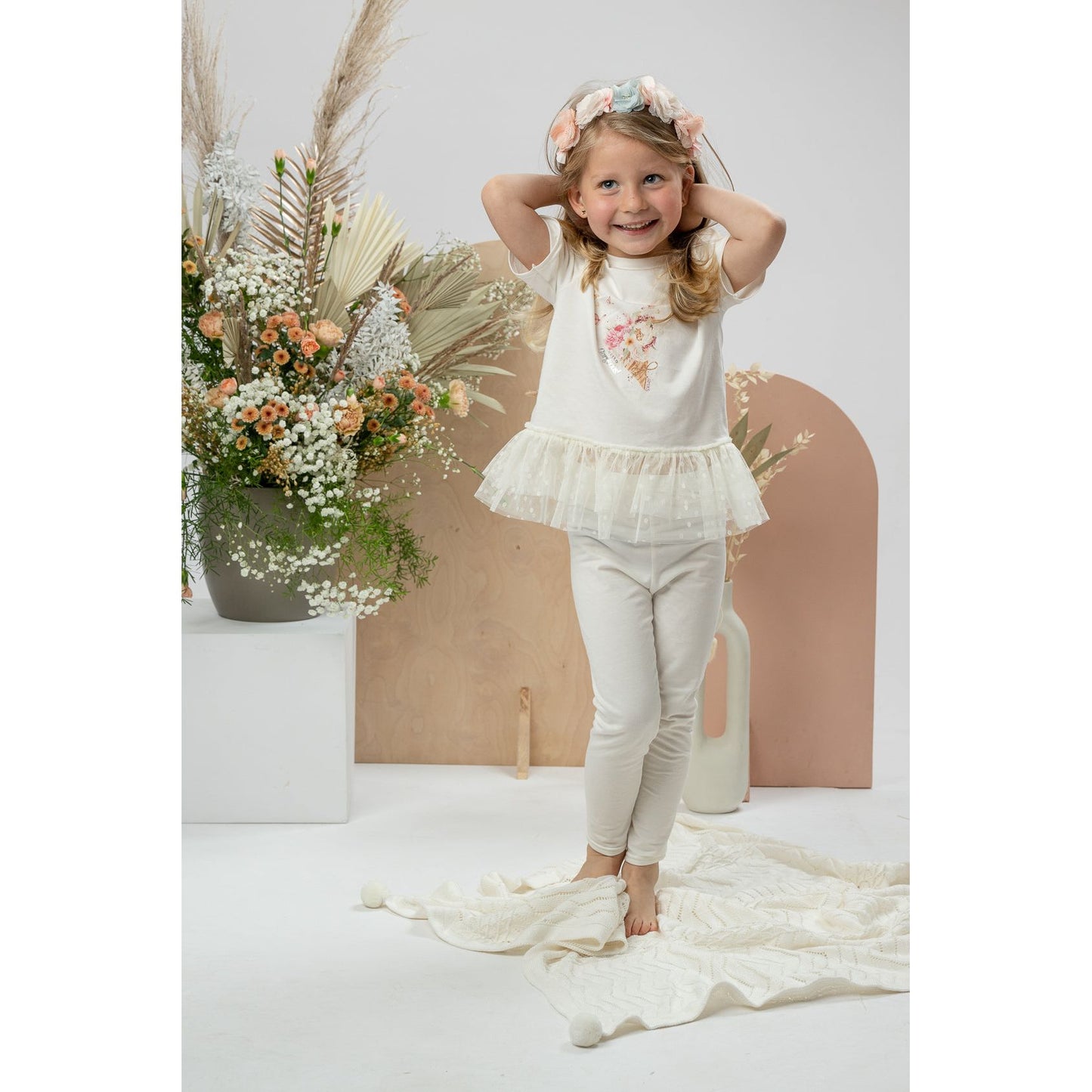 Girls cream leggings set by Jamiks - Adora Childrenswear
