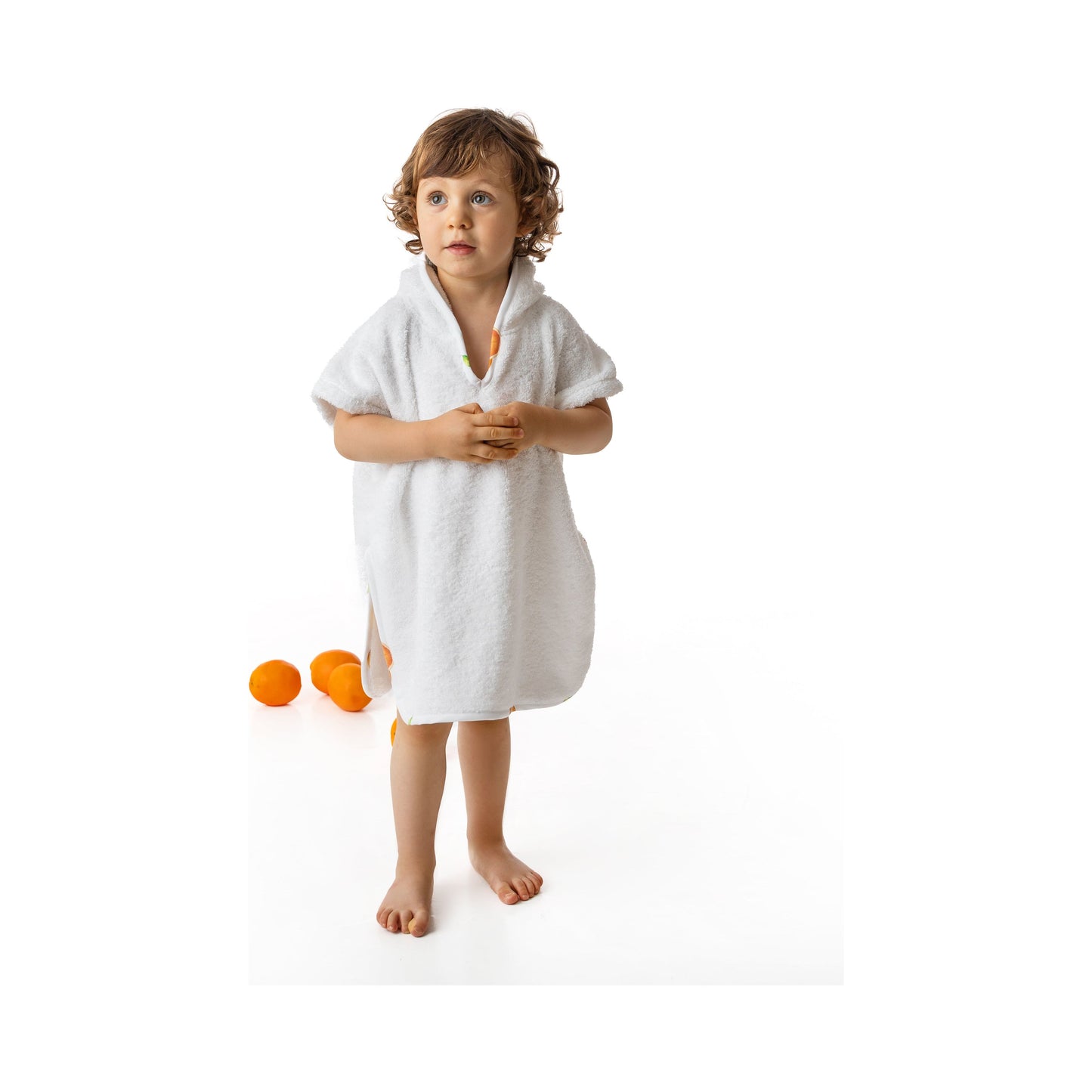 Load image into Gallery viewer, Meia Pata oranges print boys poncho towel - Adora Childrenswear 
