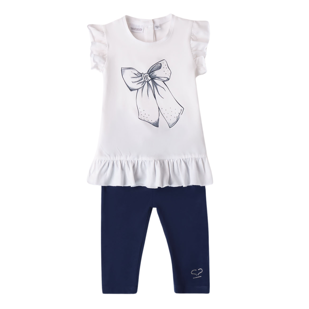 Girls navy and white leggings set - Adora Childrenswear