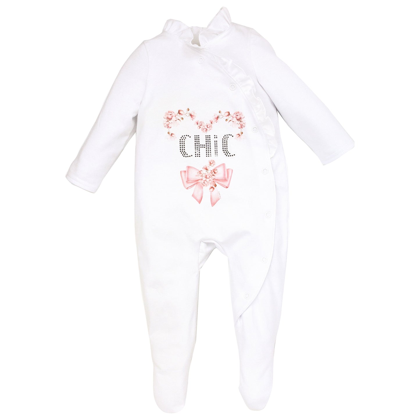 Baby girls white cotton baby grow - Adora Childrenswear