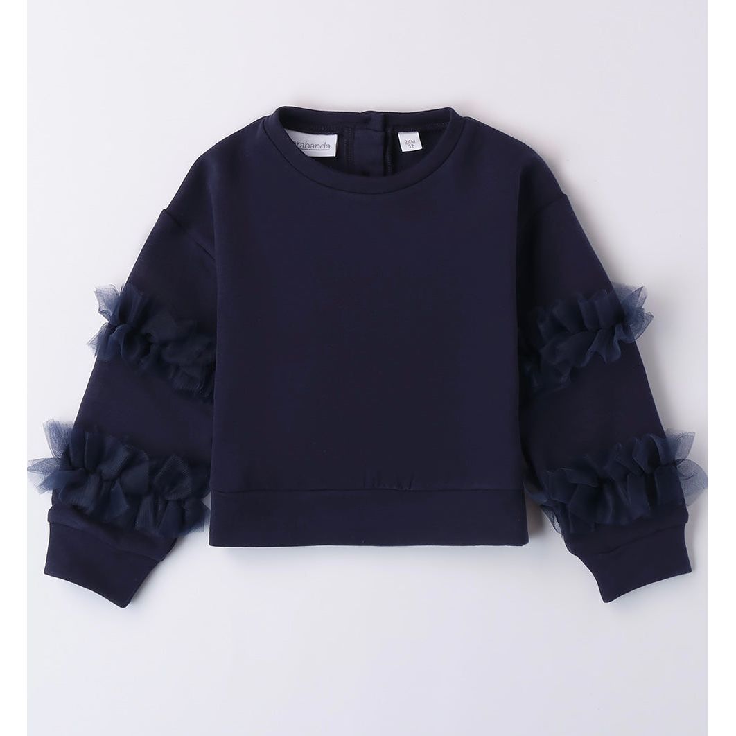 Girls Navy jumper with Navy tulle - Adora Childrenswear