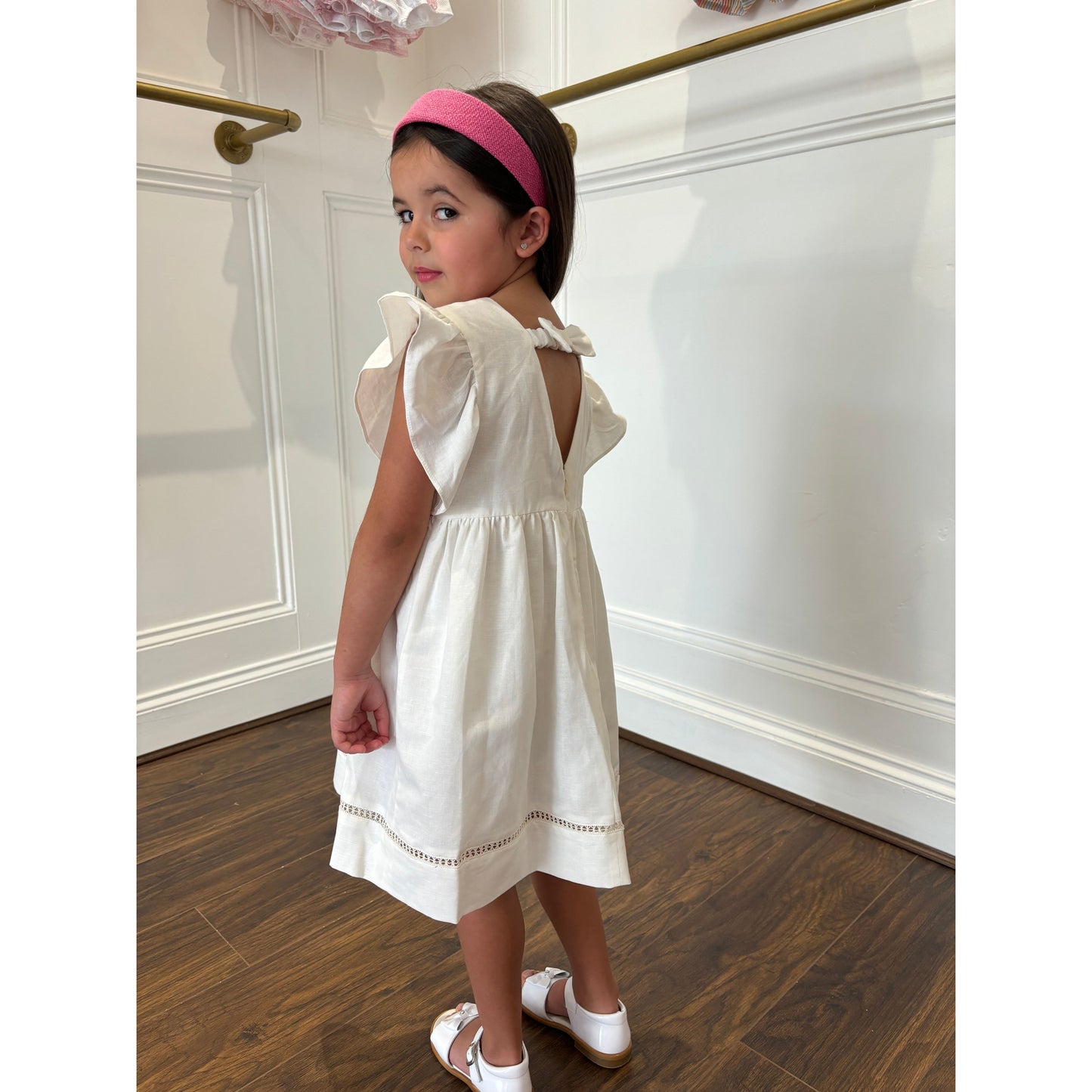 Cream Summer dress for girls by children’s designer brand Dr Kid - Adora Childrenswear