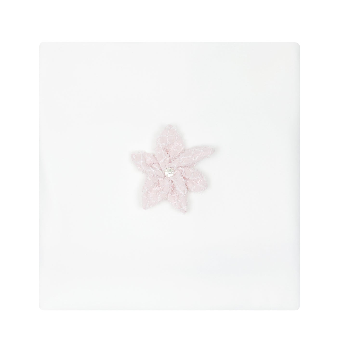 Baby girls white velour blanket with blush pink 3D flower detail 