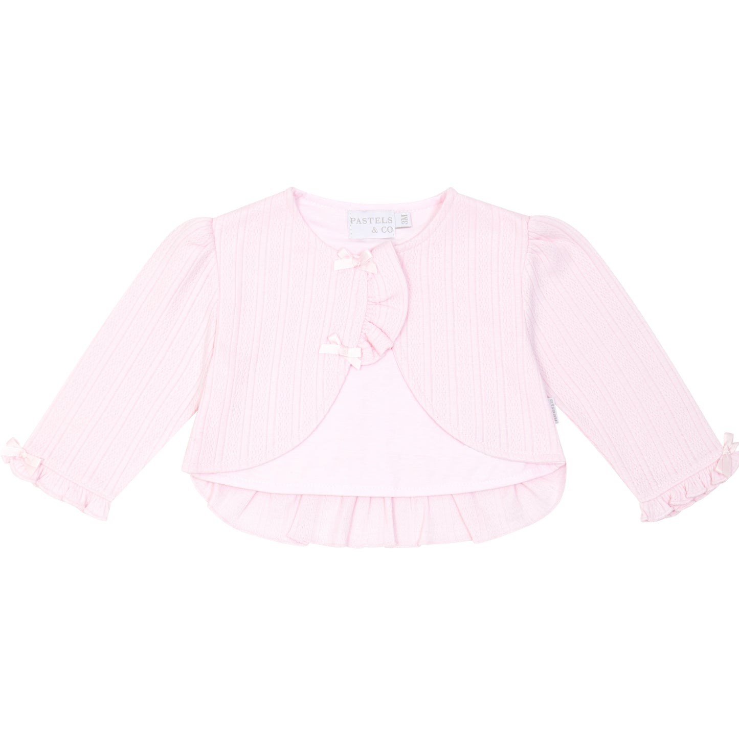 Pink bolero jacket on a white background