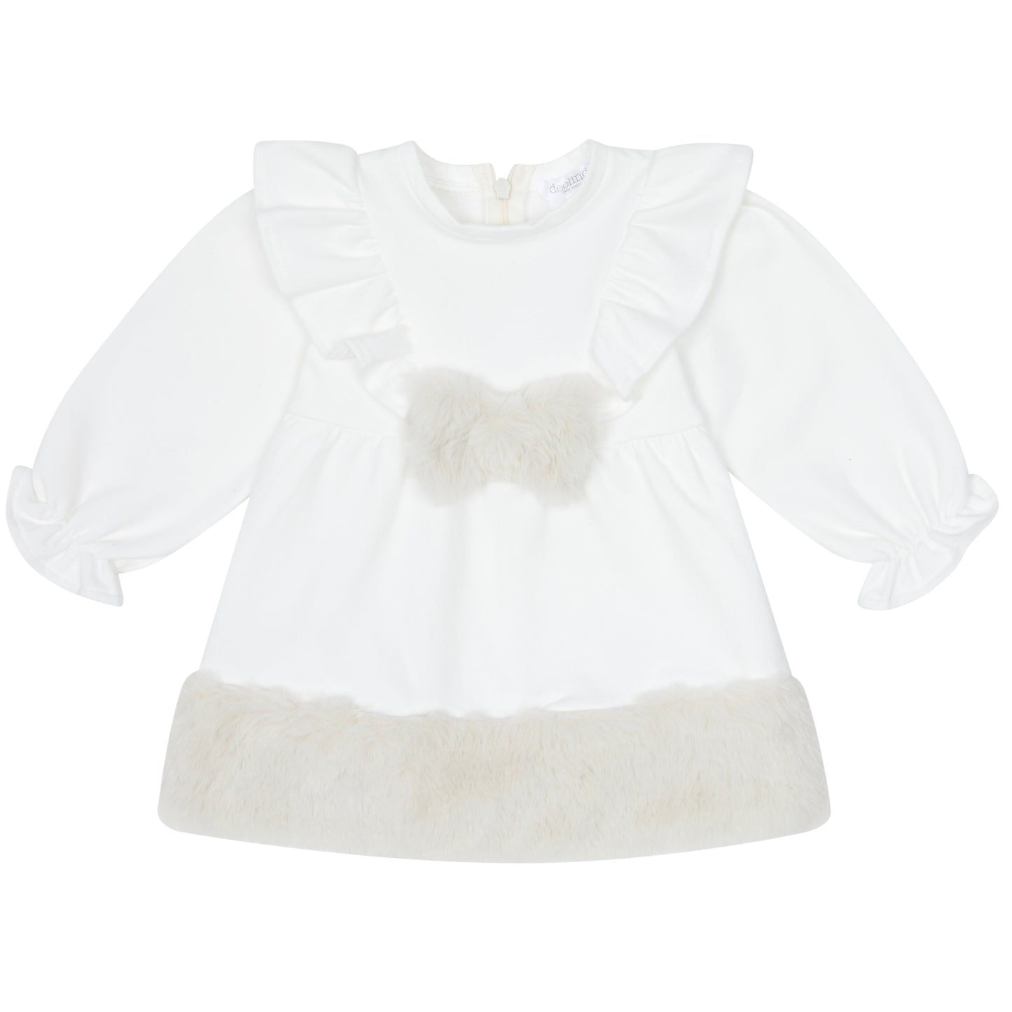 Deolinda girls ivory dress with faux fur detailing