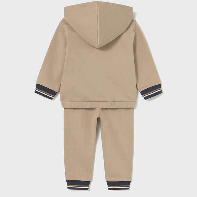 Mayoral boys beige tracksuit with zip up front and hood 