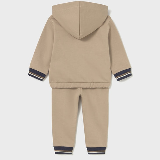 Mayoral boys beige tracksuit with zip up front and hood 