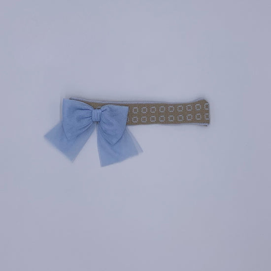 Rahigo knitted headband for girls in camel and blue - Adora 