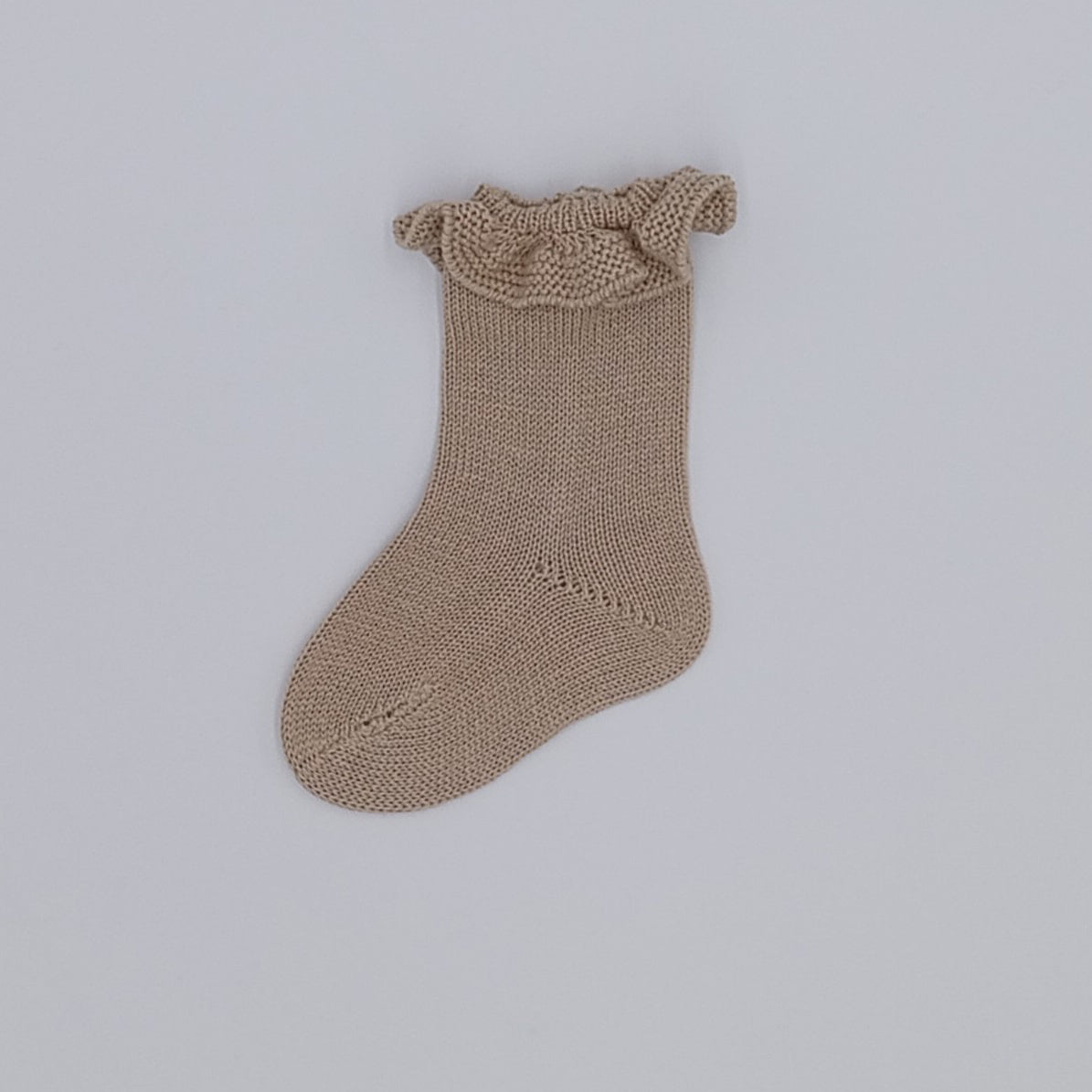 Rahigo SS26 fine knit camel colour frilly ankle socks 