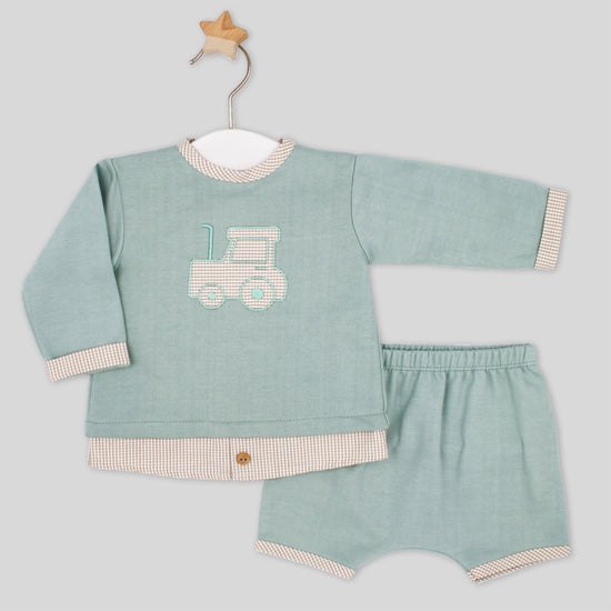 Rapife boys green jumper and shorts set  
