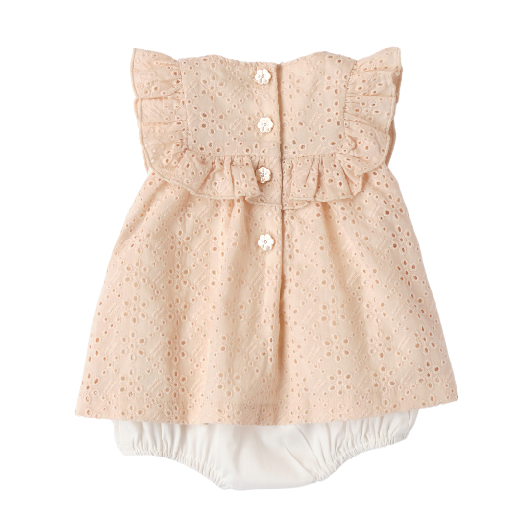 Baby girls pretty Summer romper in peach - Adora Childrenswear