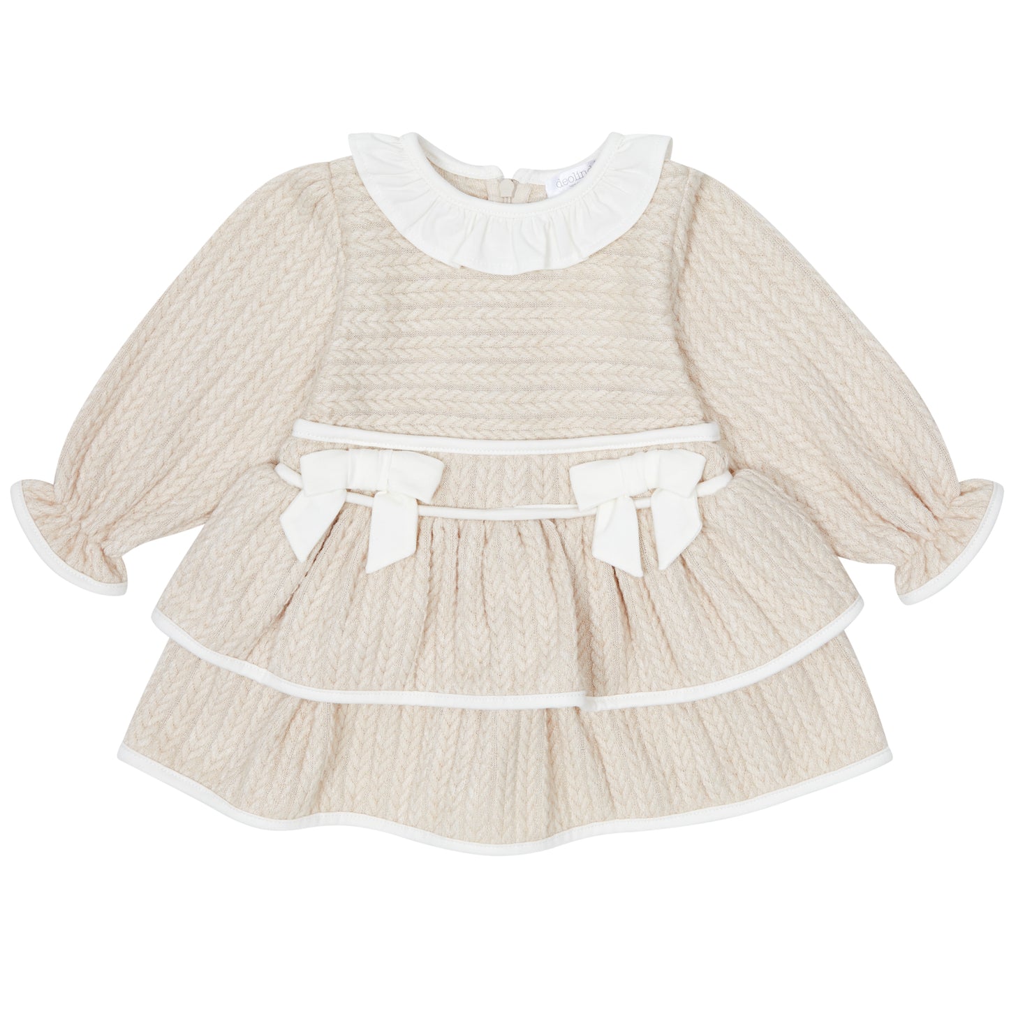 Deolinda girls beige and cream bow dress 