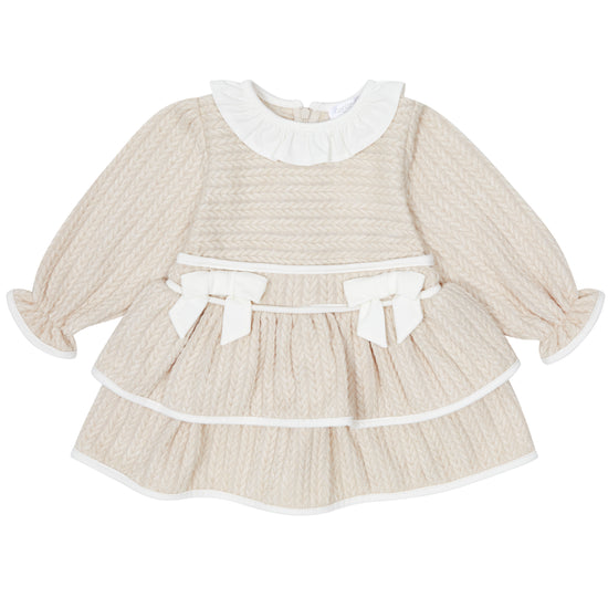Deolinda girls beige and cream bow dress 