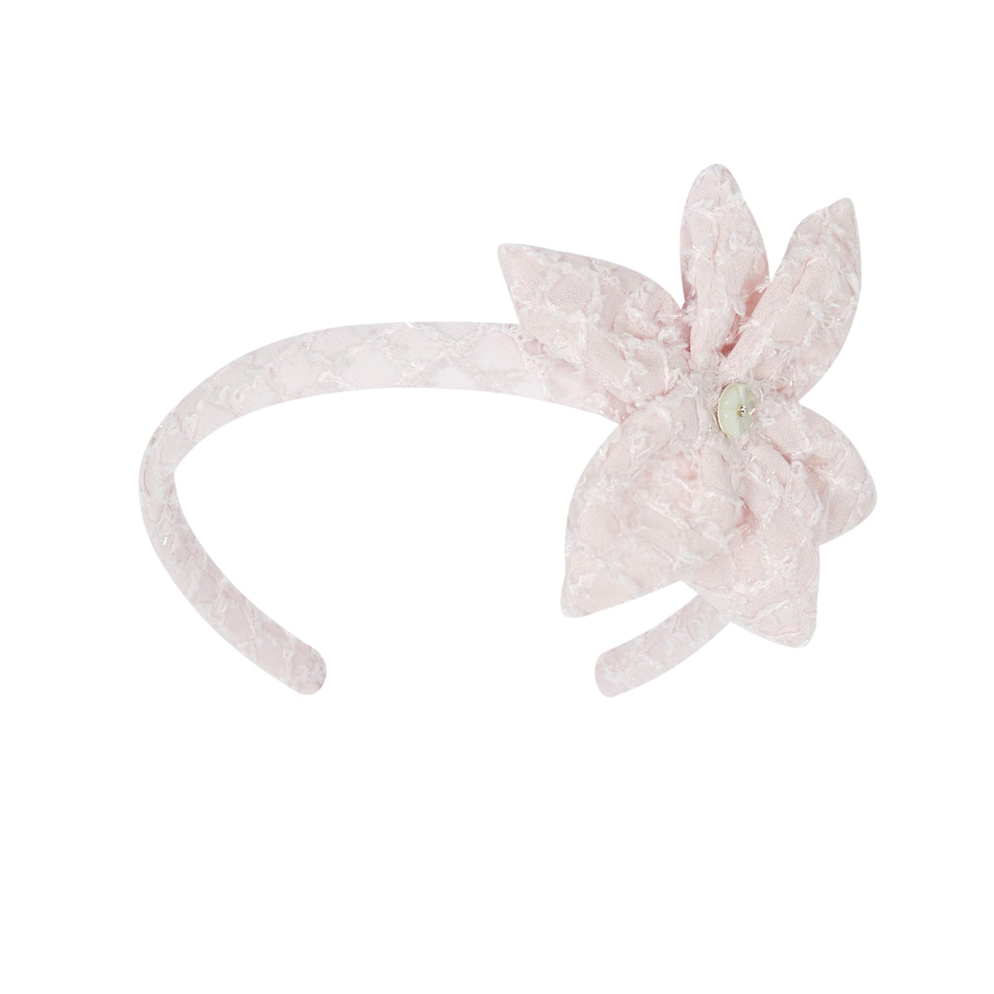 Deolinda girls blush pink shimmer headband with flower 