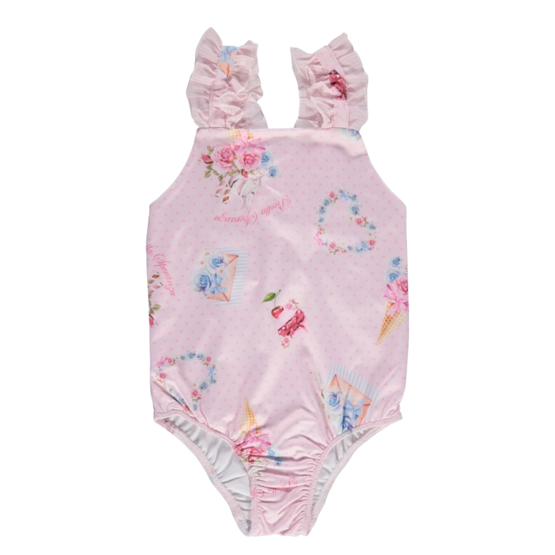 Piccola Speranza girls designer pink swimming costume - Adora Childrenswear