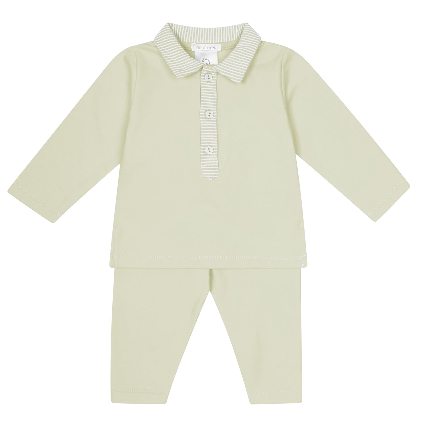 Deolinda boys beige tracksuit with striped collar 