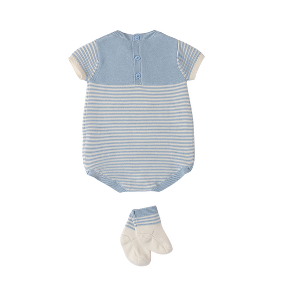 Baby boys pale blue romper set - Adora Childrenswear