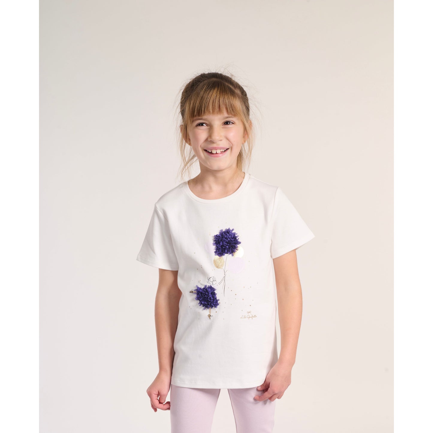 Lily Gaufrette T Shirt with ballerina motif 