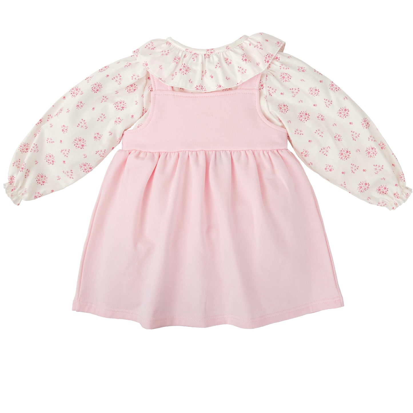 Babidu girls pink cotton dress with floral blouse 