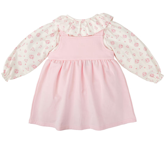 Babidu girls pink cotton dress with floral blouse 