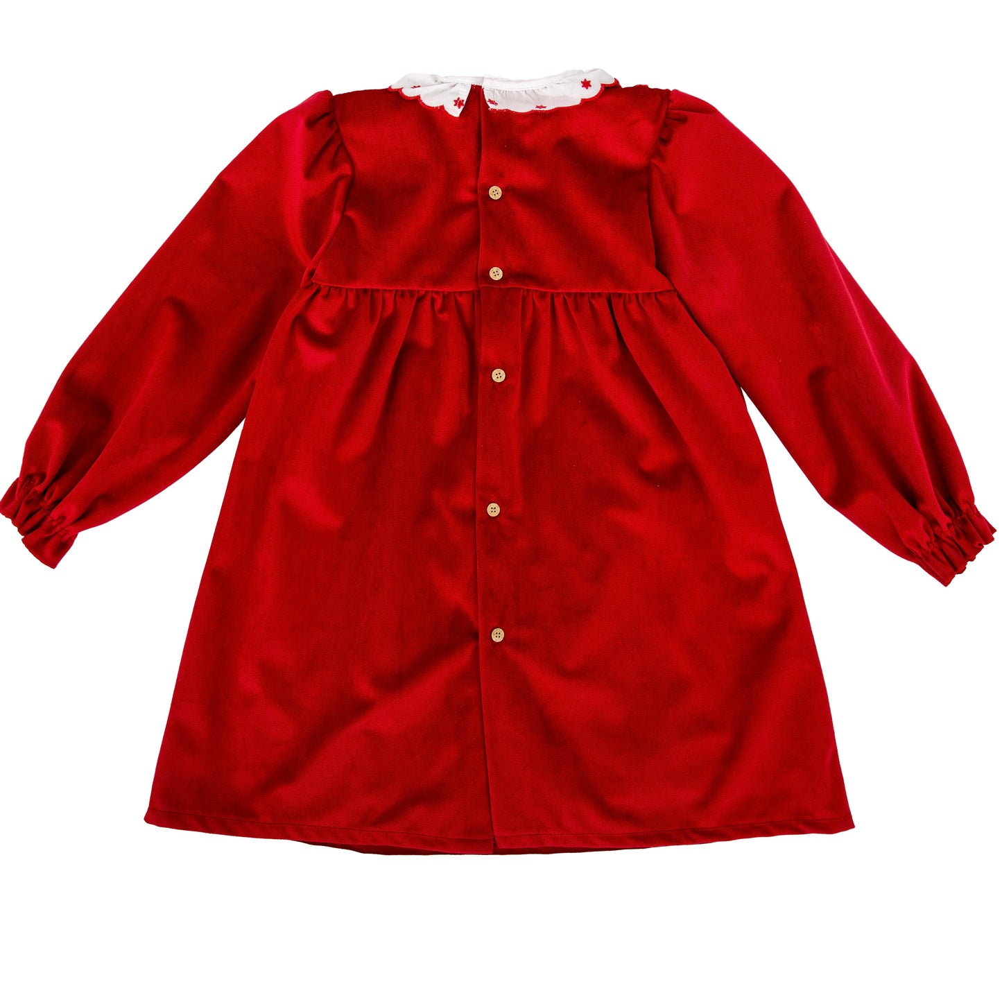 Babidu girls red velvet dress with smocking 