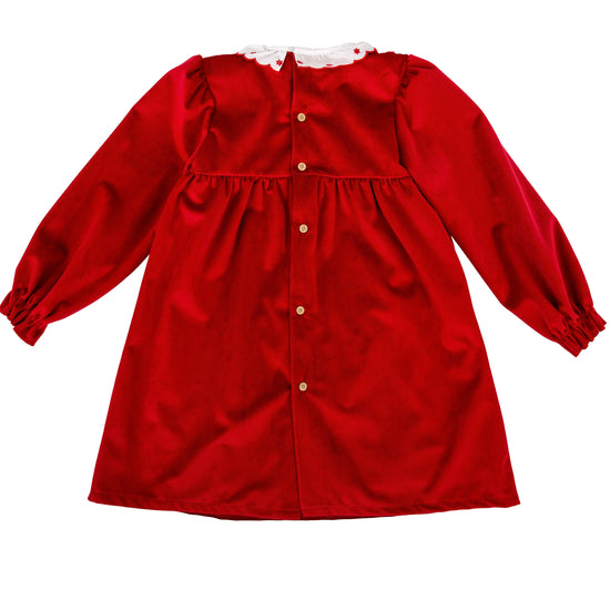 Babidu girls red velvet dress with smocking 