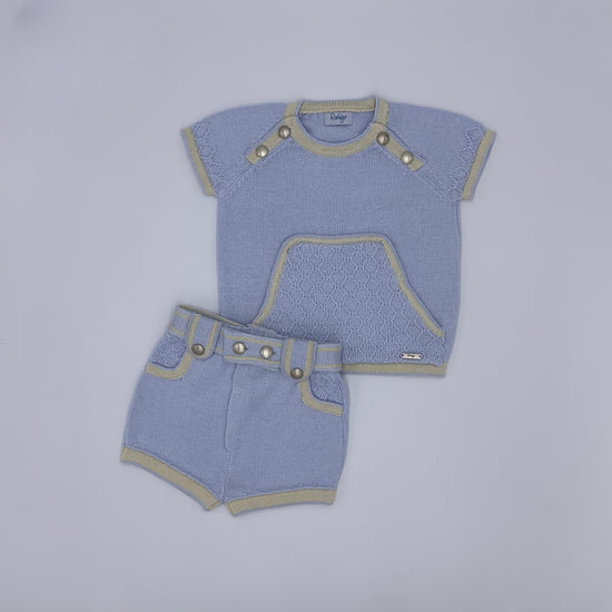 Load image into Gallery viewer, Rahigo pale blue and cream knitted set for boys - Adora
