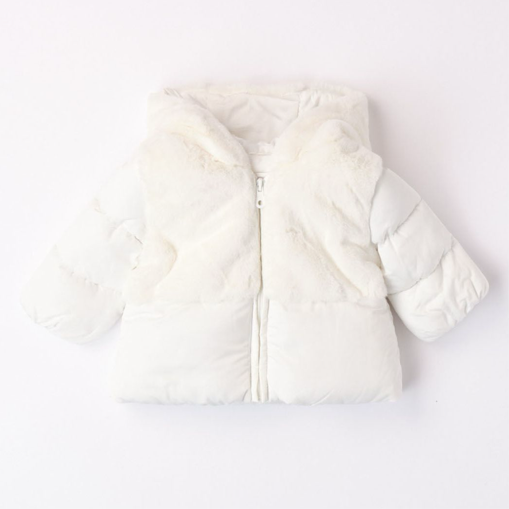 Baby white Padded Faux Fur Coat - Adora Childrenswear