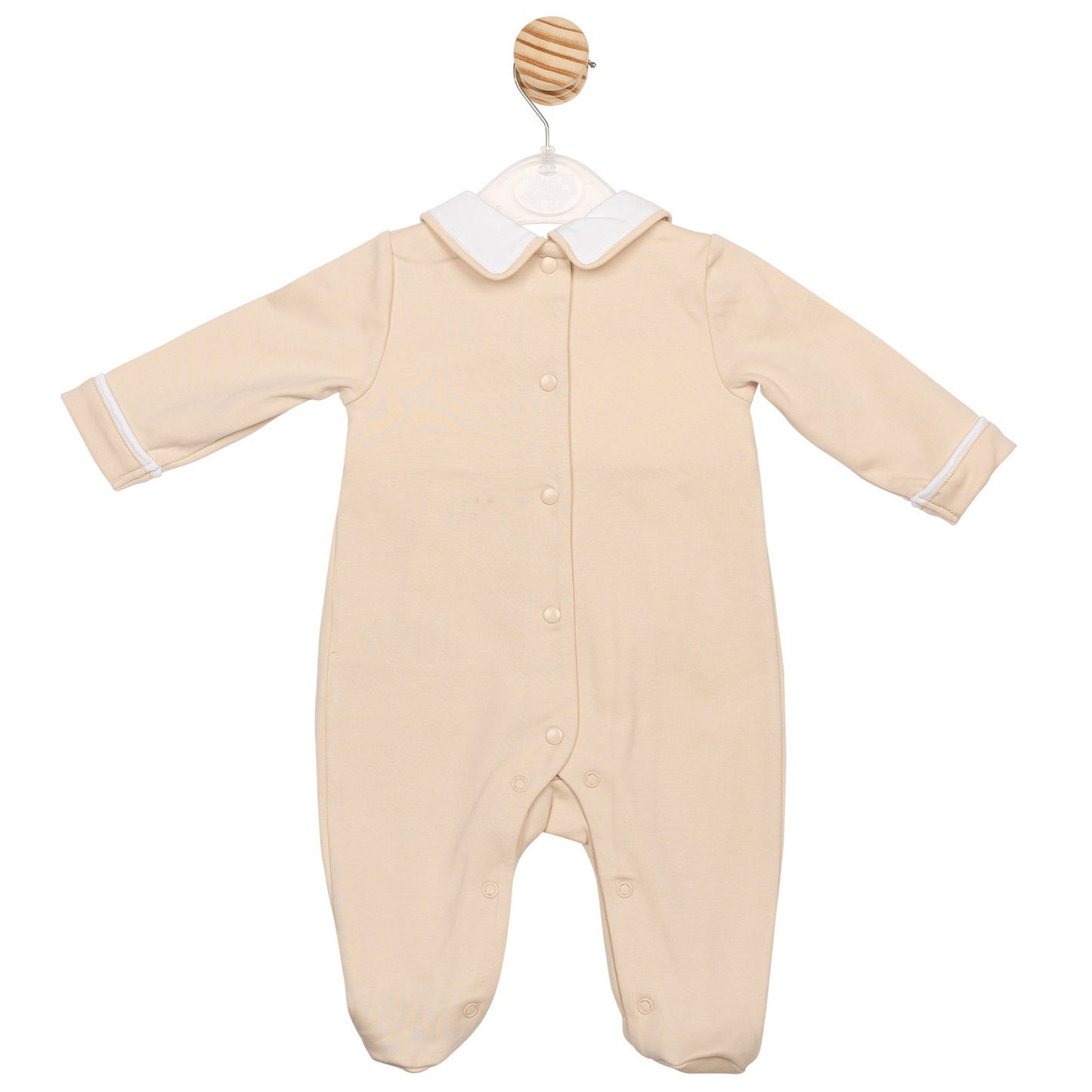 Mintini baby boys beige smocked babygrow 