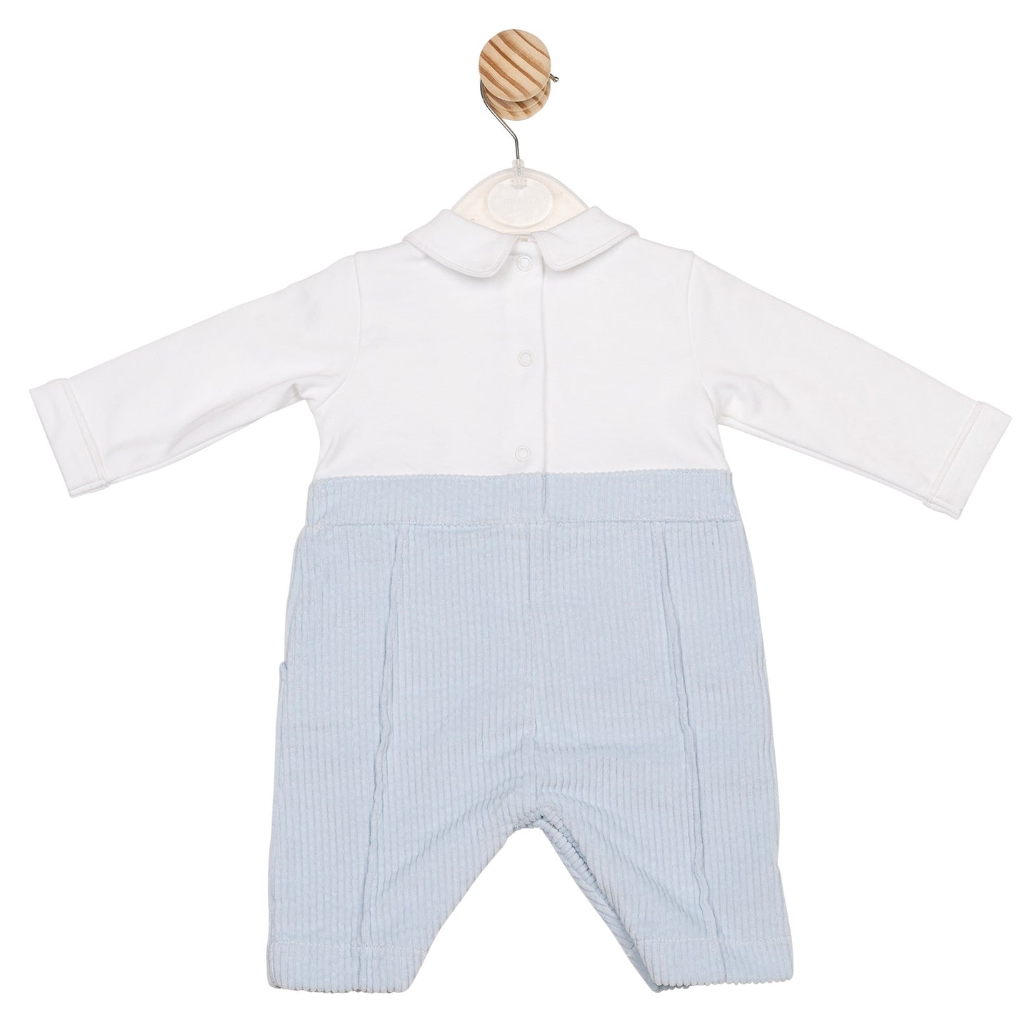 Mintini baby boys white and blue romper 