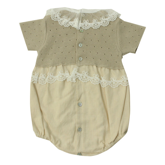 Neutral lace romper for baby girls - Adora Childrenswear