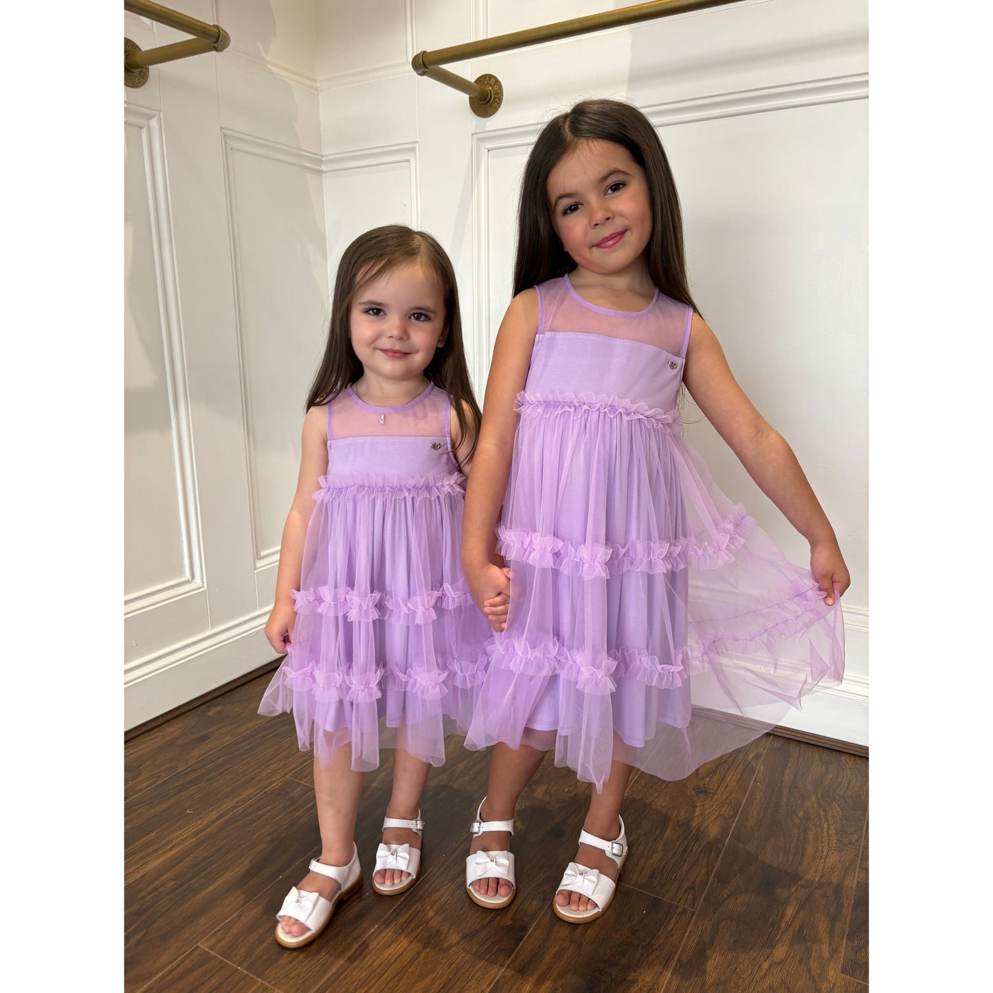 Girls lilac tulle dress by Italian designer kids brand Sarabanda - Adora Childrenswear