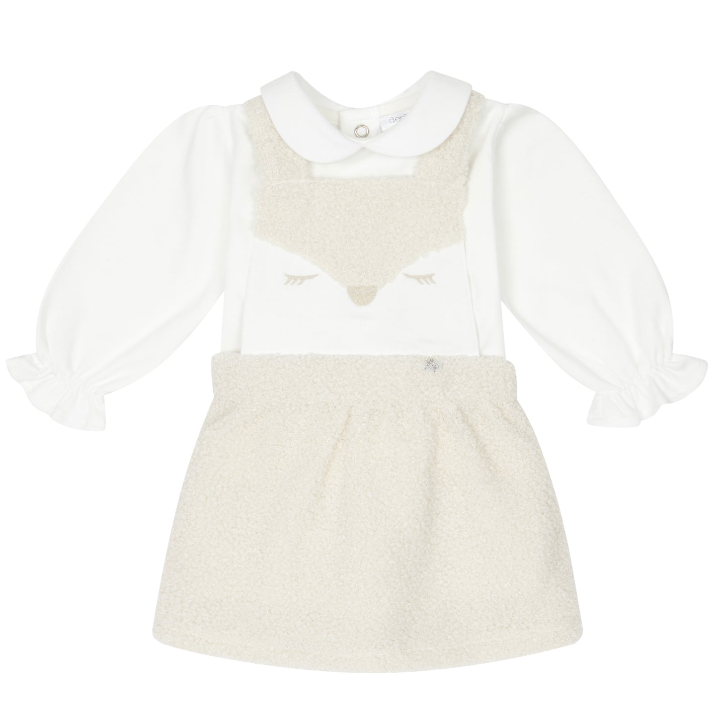 Deolinda girls ivory boucle pinafore dress and white cotton blouse 