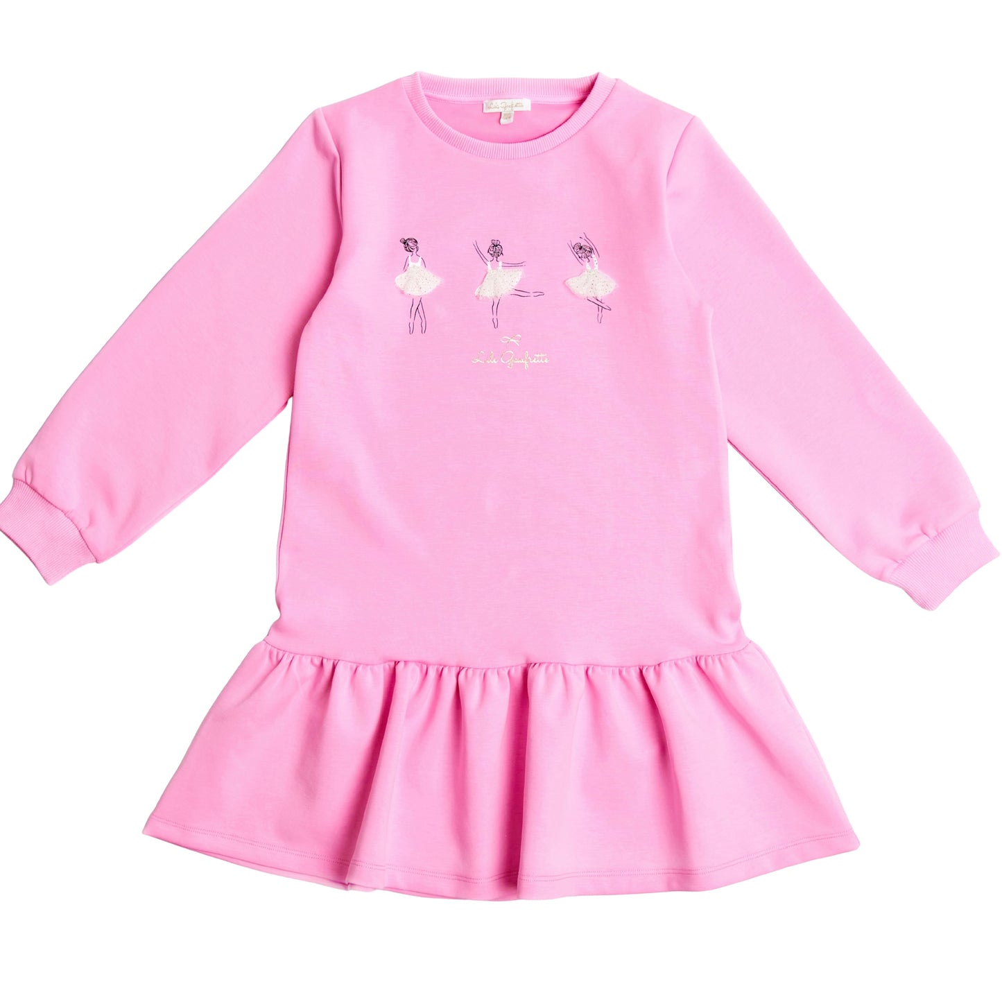 Lili Gaufrette pink dress with ballerina detailing in the front 