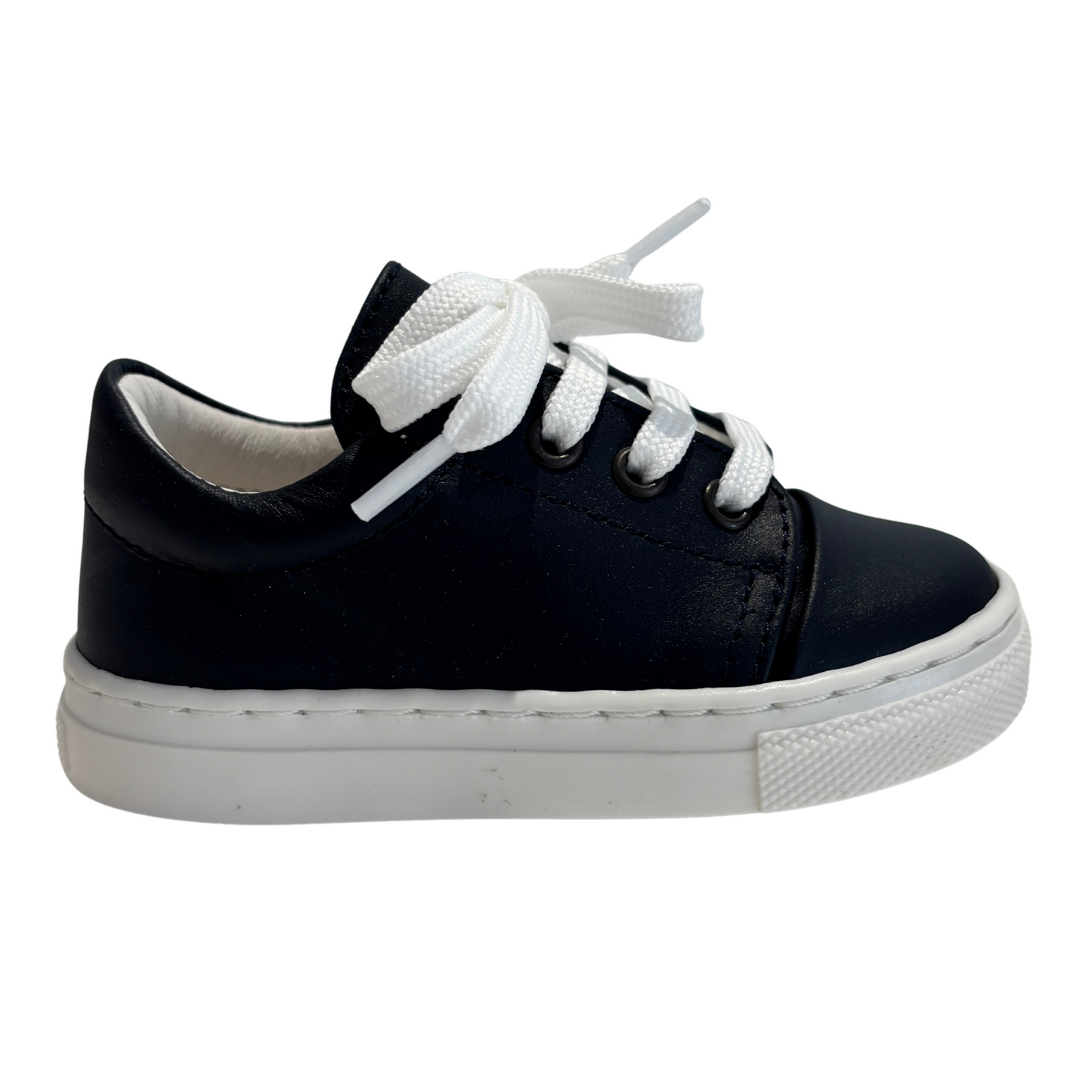 BORBORLETA Boys Navy Leather Santiago Trainers Kids Trainers