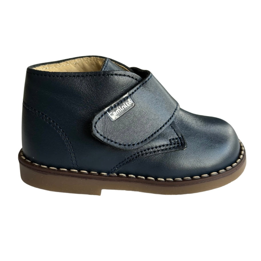 Navy Leather Boots With Velcro 39561