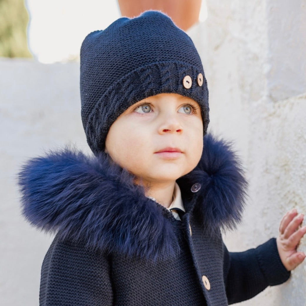 Navy knitted winter hat for kids from Spanish brand Rahigo