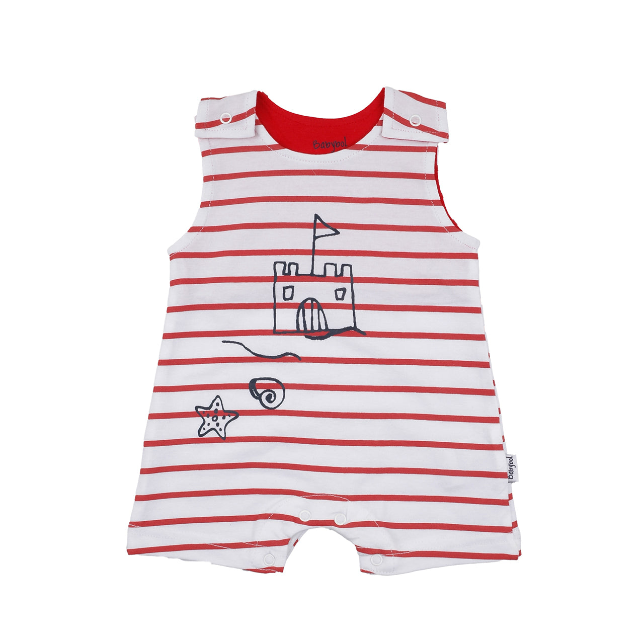 Baby boys red and white striped romper designed in Spain - Adora Childrenswear 