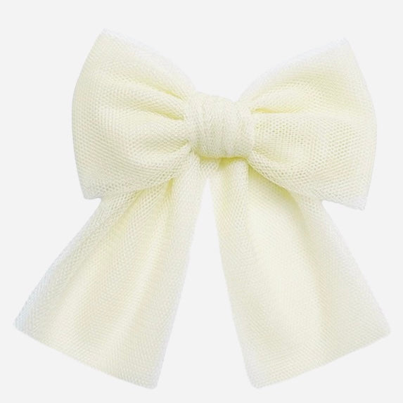 Rahigo cream tulle hair bow for girls securely fitted on a crocodile clip - Adora Childrenswear 