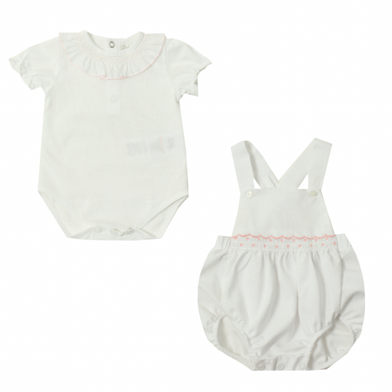 Dr Kid baby girls white smocked romper and bodysuit - Adora Childrenswear 