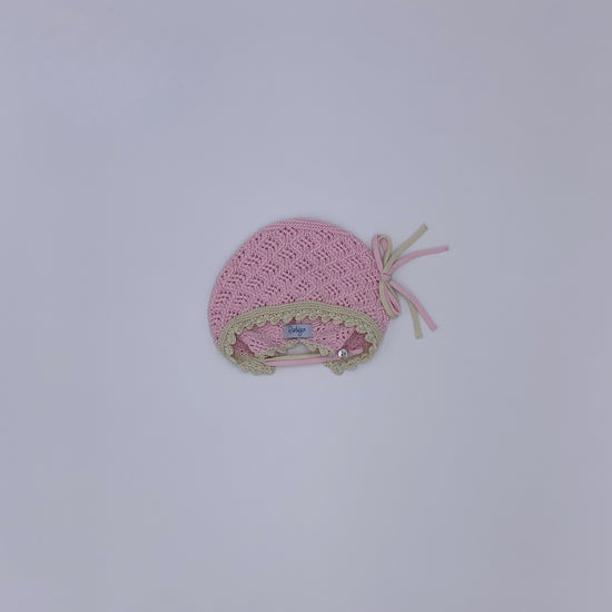 Rahigo baby girls pink and cream bonnet - Adora