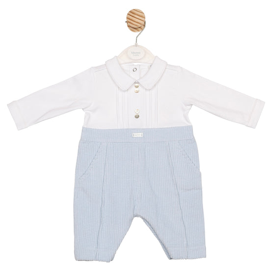 Mintini baby boys white and blue romper 
