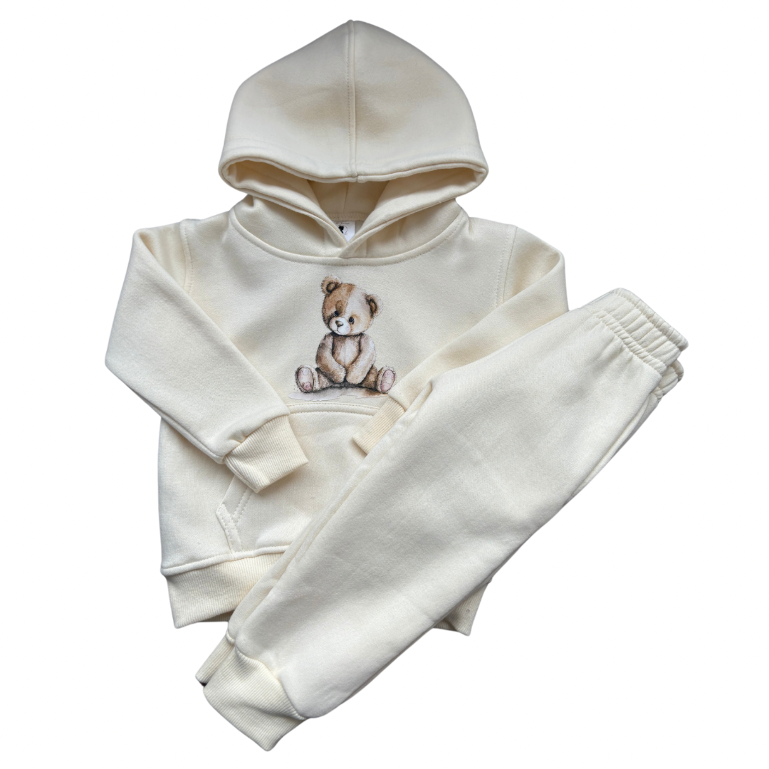 Cream unisex tracksuit with Teddy bear motif - Adora Childrenswear