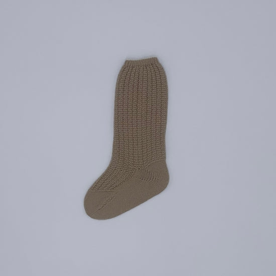 Rahigo camel coloured knitted knee high socks - Adora Childrenswear