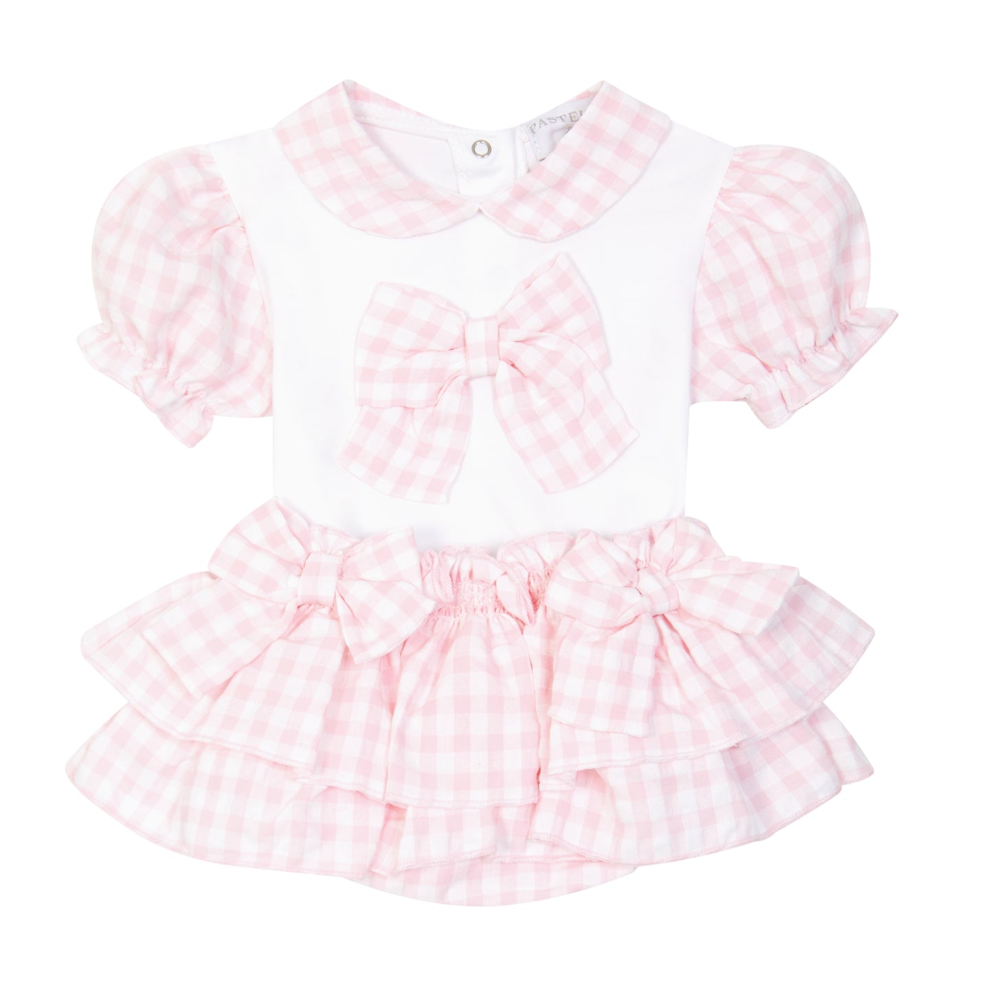 Pastels & Co bay girls pink gingham jam pants and blouse set 