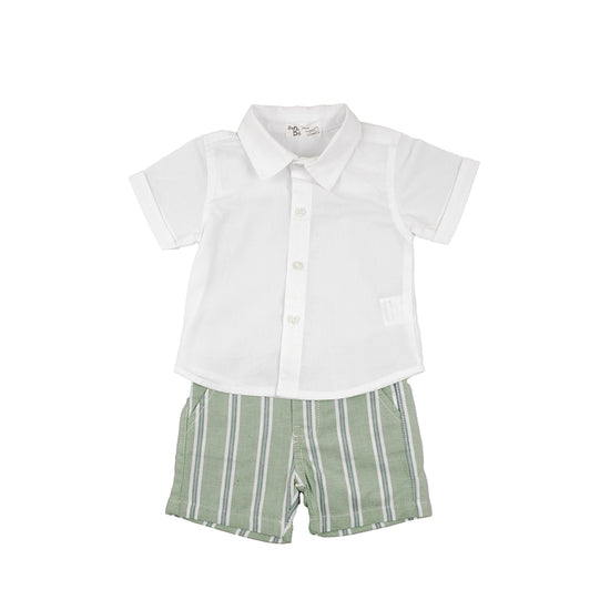 Boys green shorts and white shirt - Adora Childrenswear