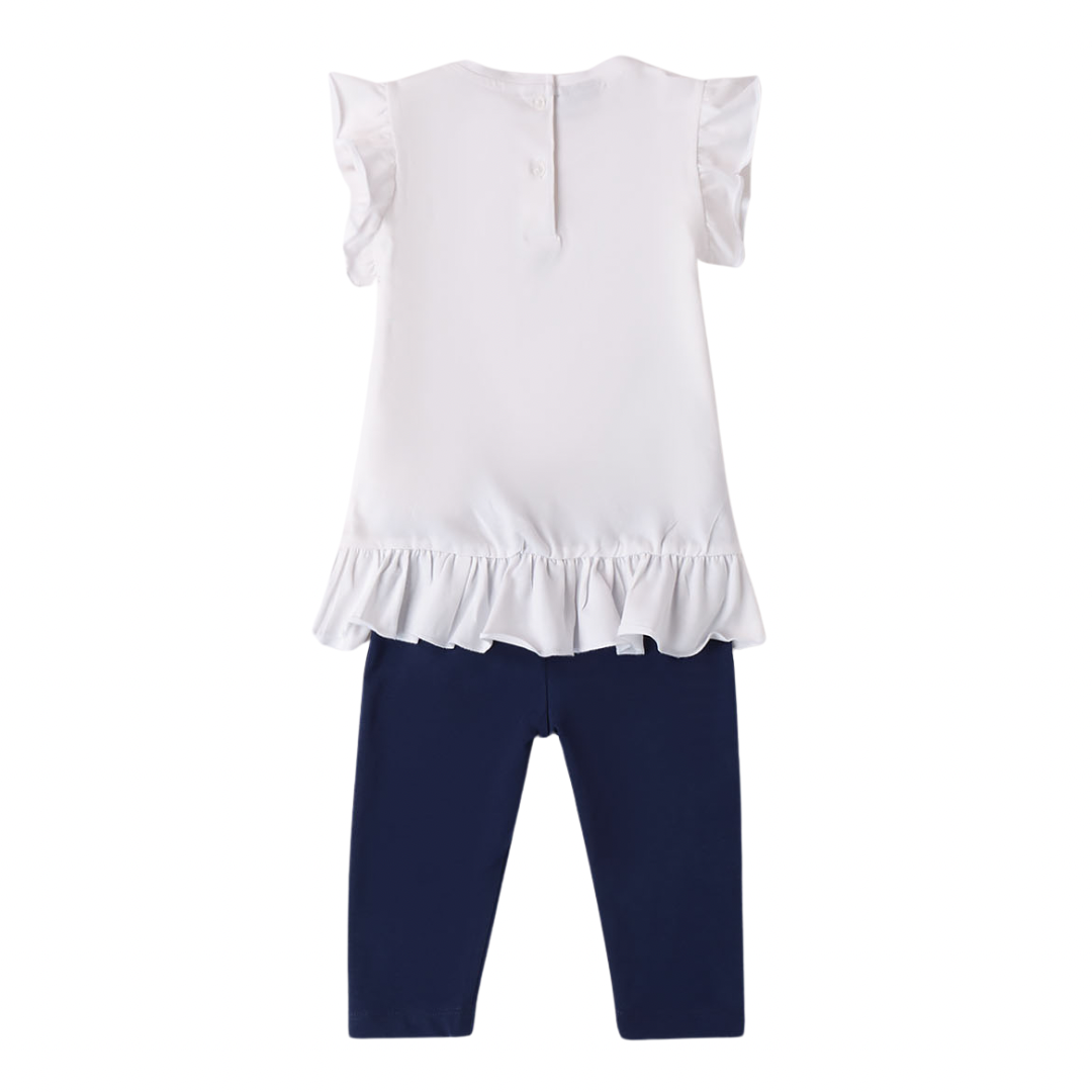 Little girls blue and white leggings and t shirt - Adora Childrenswear