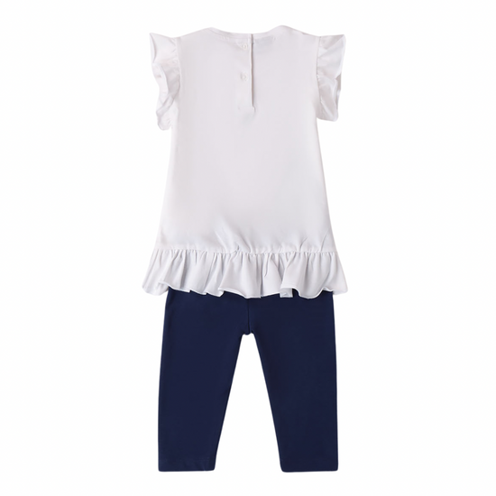 Little girls blue and white leggings and t shirt - Adora Childrenswear